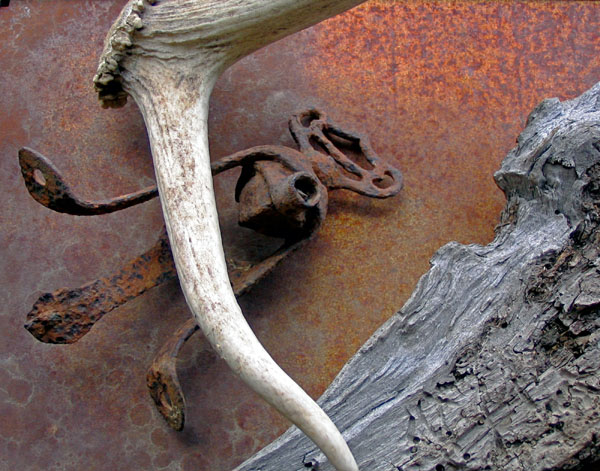 STILL LIFE WITH HORN, WOOD AND UNIDENTIFIED IRON OBJECT