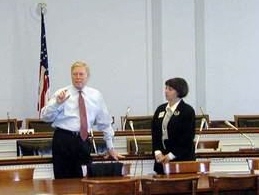 Interpreting for House Speaker Richard Gephardt during his presentation for Russian delegation